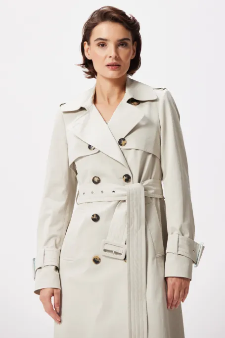 Dlouhý bavlněný trenčkot s páskem