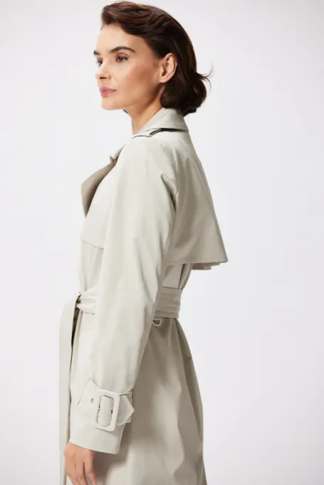 Dlouhý bavlněný trenčkot s páskem