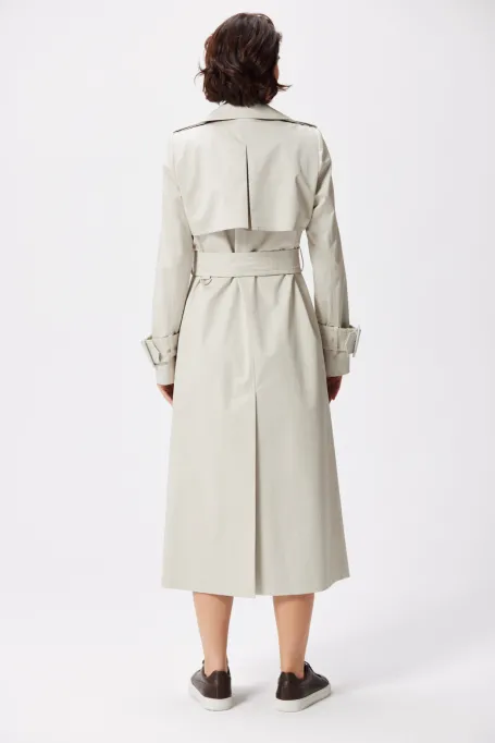 Dlouhý bavlněný trenčkot s páskem