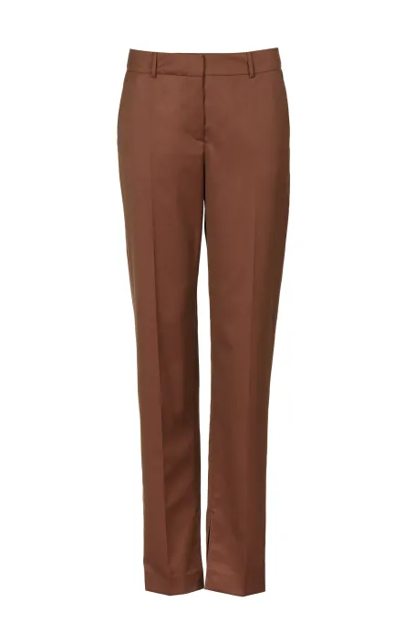 Hnědé vlněné oblekové kalhoty