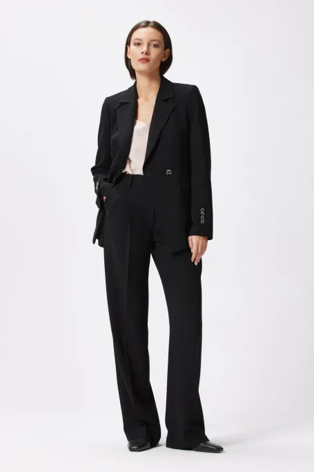 Černé široké oblekové kalhoty