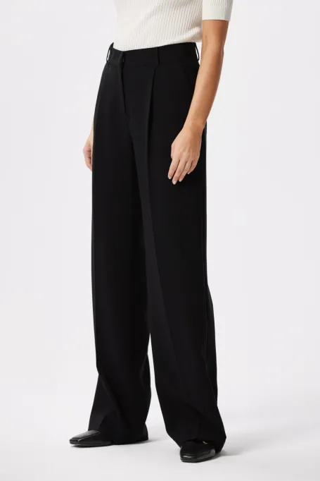 Černé široké oblekové kalhoty