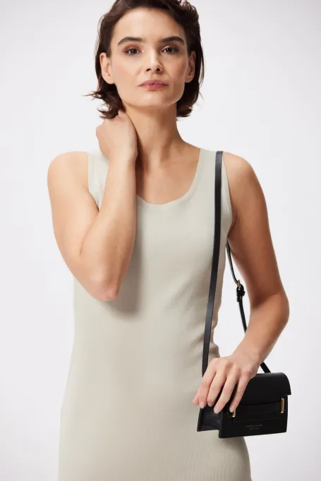 Béžové midi šaty bez rukávů