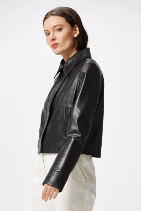 Černá kožená bunda
