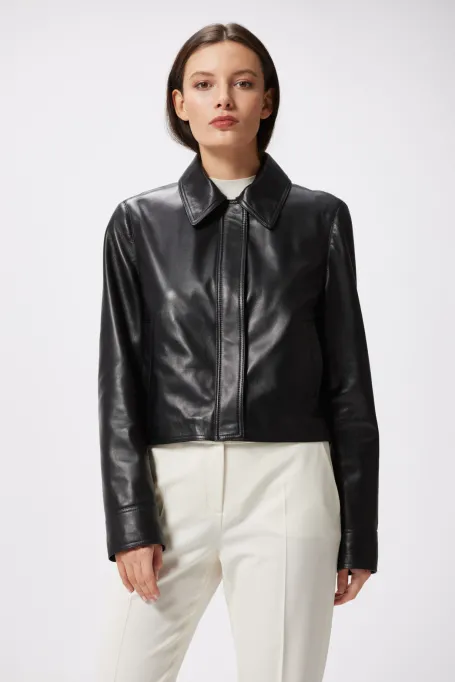 Černá kožená bunda