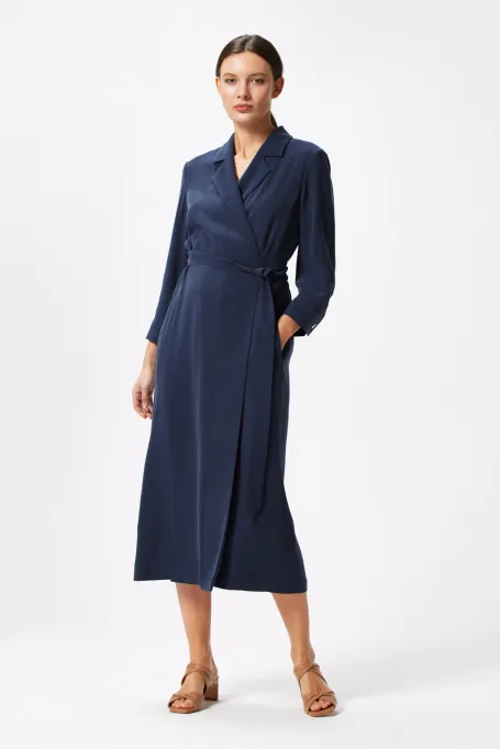 Námořnicky modré zavinovací šaty