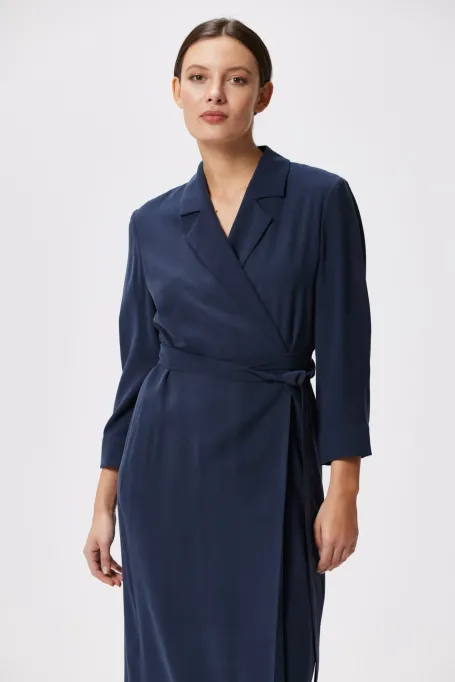 Námořnicky modré zavinovací šaty