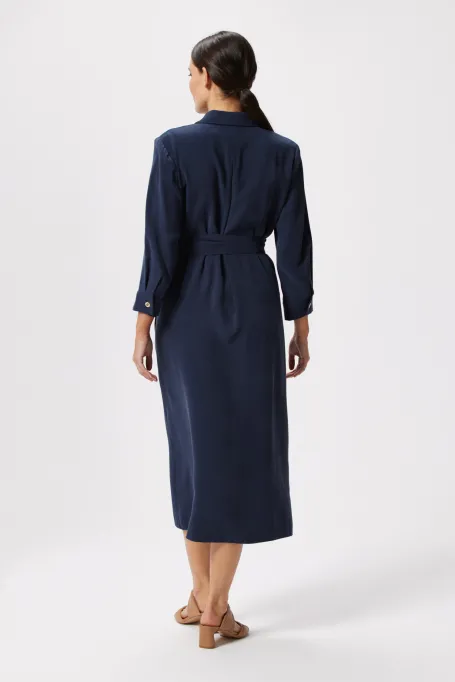 Námořnicky modré zavinovací šaty
