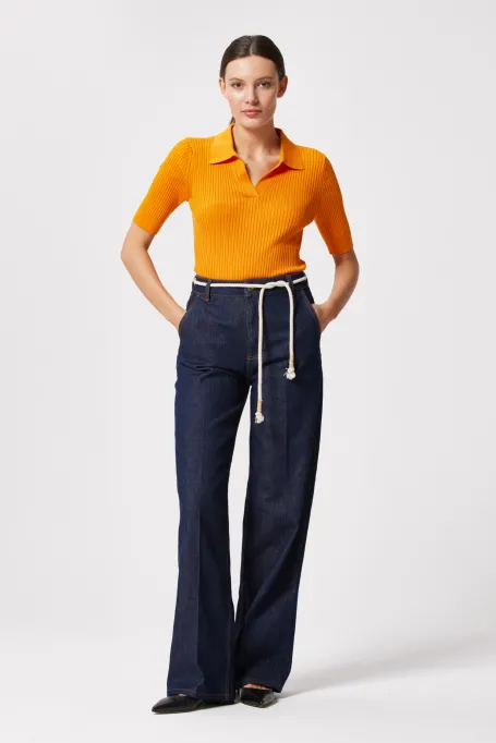 Námořnické modré široké džínové kalhoty