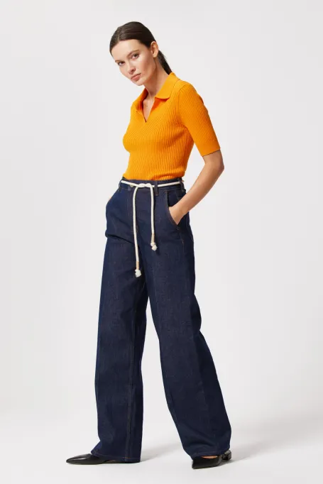 Námořnické modré široké džínové kalhoty