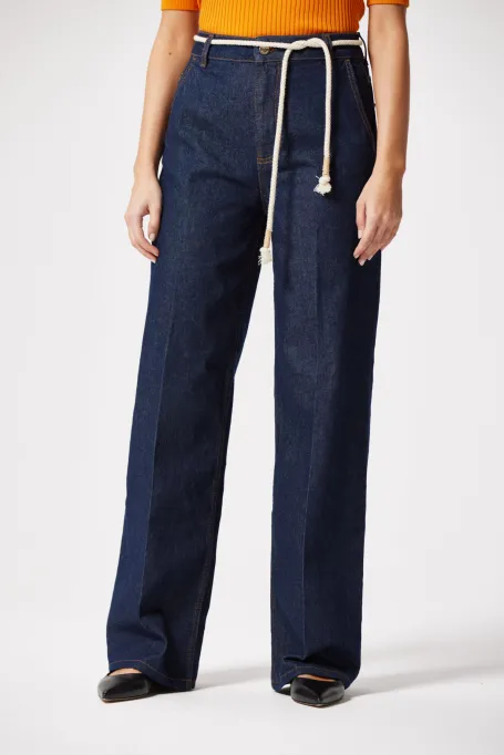 Námořnické modré široké džínové kalhoty