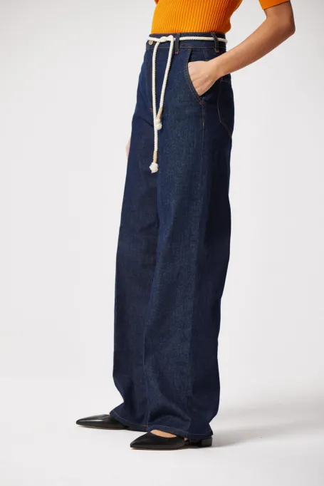 Námořnické modré široké džínové kalhoty