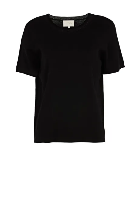 Černá blůza s lnem a hedvábím