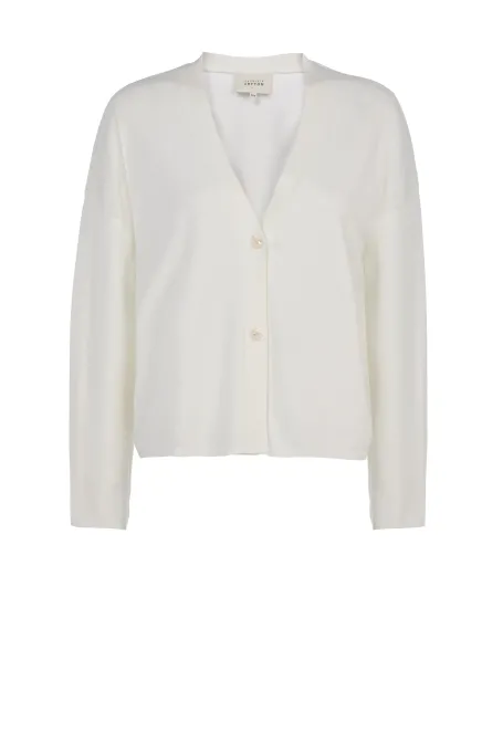Krátký bílý kardigan s hedvábím