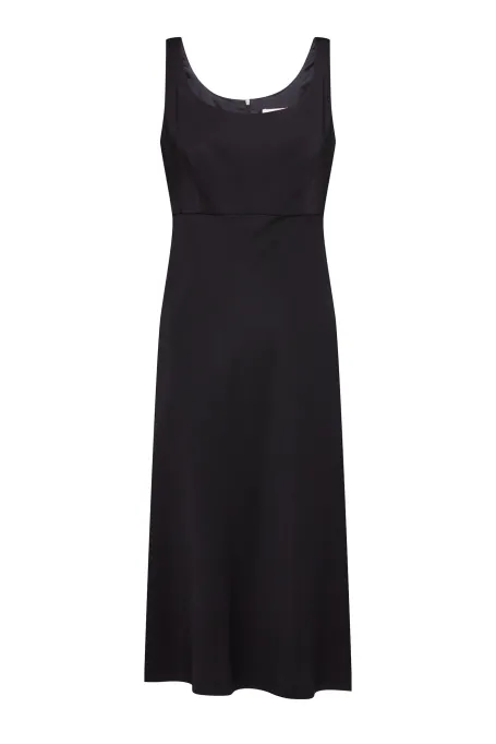 Černé midi šaty na širokých ramínkách