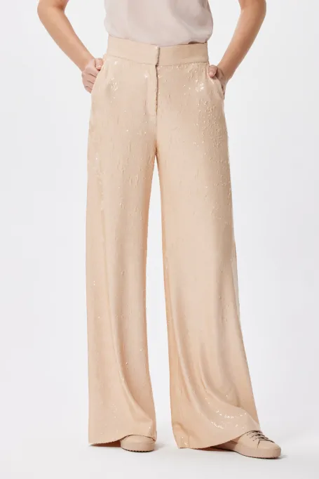Široké oblekové kalhoty s flitry