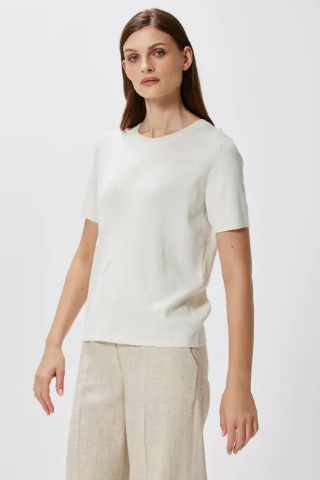 Bílá blůza s lnem a hedvábím