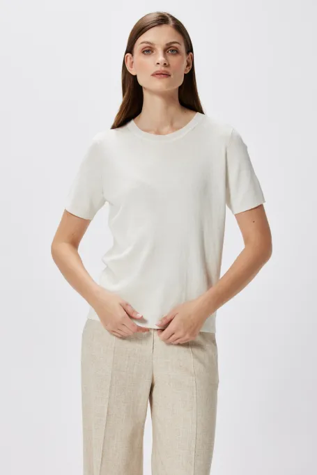 Bílá blůza s lnem a hedvábím