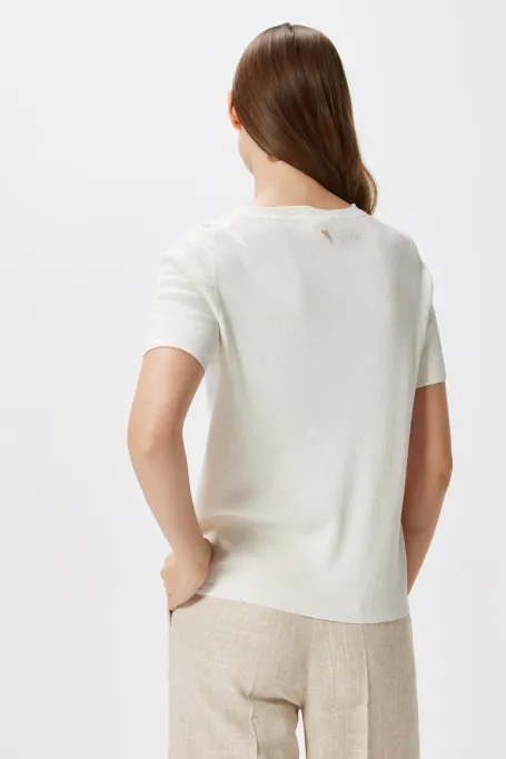 Bílá blůza s lnem a hedvábím