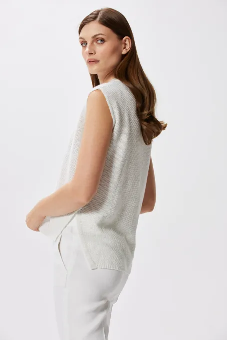 Lněná blůza se stříbrnou nitkou