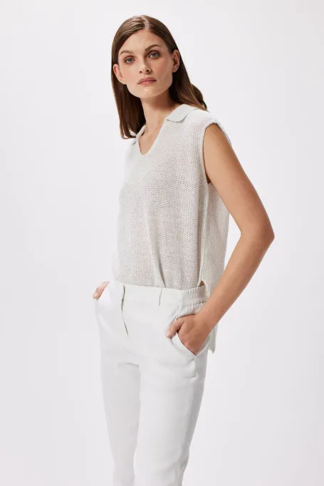 Lněná blůza se stříbrnou nitkou