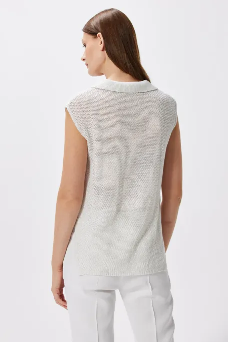 Lněná blůza se stříbrnou nitkou