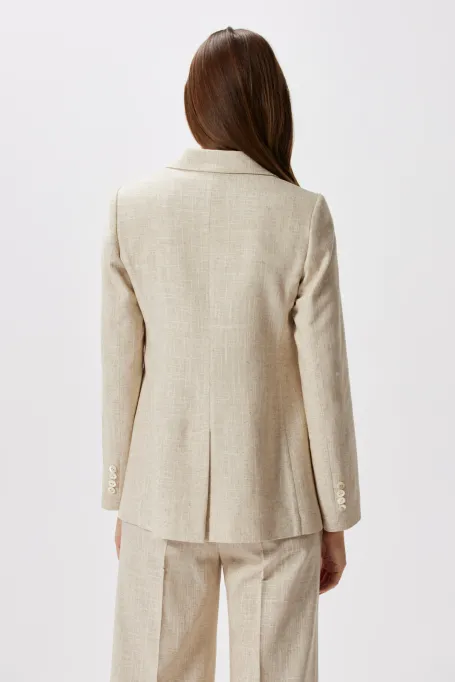 Bežový sako s lenem k obleku