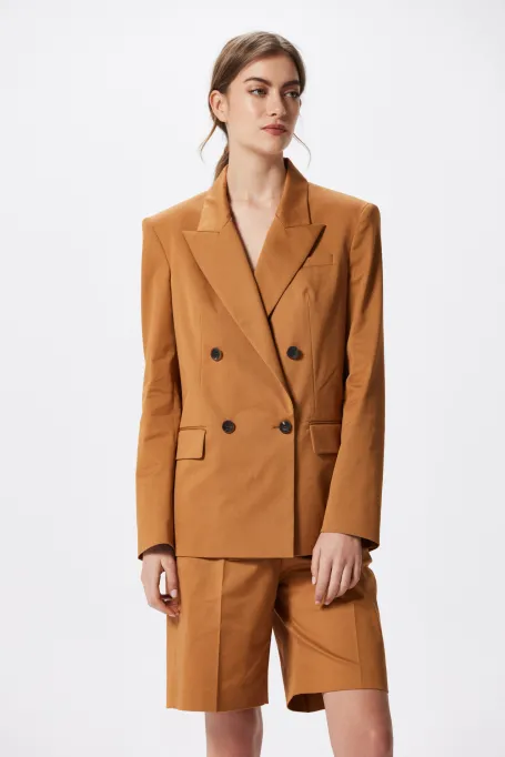 Oranžová dvouřadá bavlněná sako k obleku