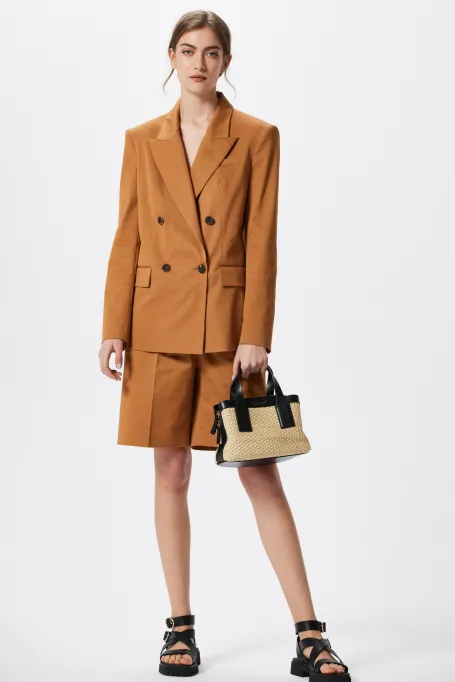 Oranžová dvouřadá bavlněná sako k obleku