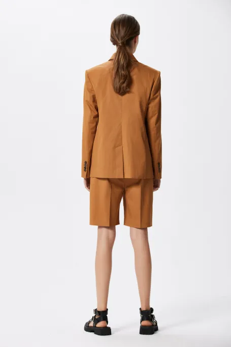 Oranžová dvouřadá bavlněná sako k obleku