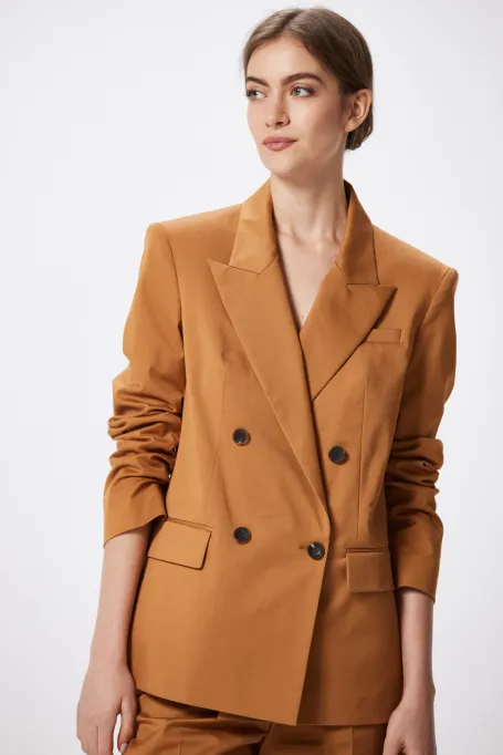 Oranžová dvouřadá bavlněná sako k obleku