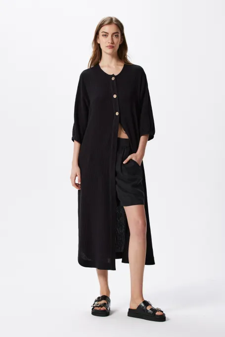 Černá volná tunika z bavlny