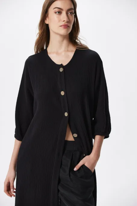 Černá volná tunika z bavlny