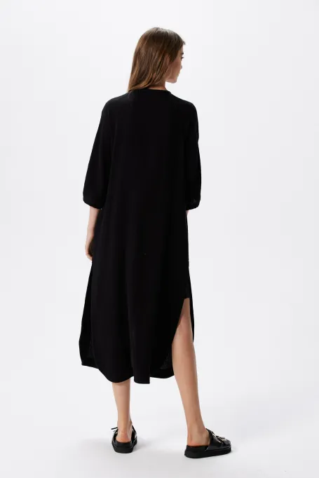 Černá volná tunika z bavlny