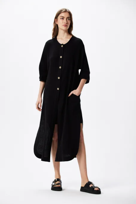Černá volná tunika z bavlny