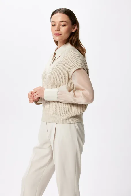 Volná blůza z hedvábí s výstřihem do V