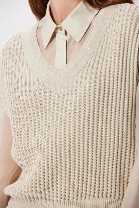 Volná blůza z hedvábí s výstřihem do V