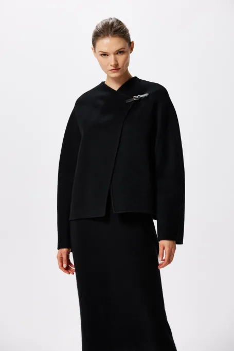 Černá krátká bunda z vlny doubleface