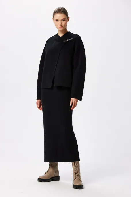 Černá krátká bunda z vlny doubleface