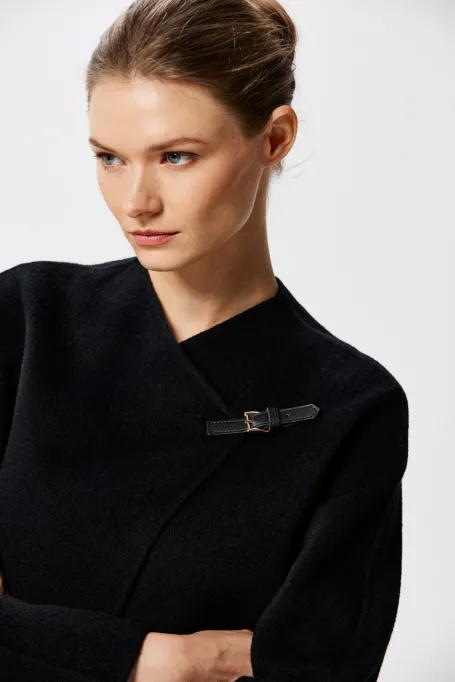 Černá krátká bunda z vlny doubleface