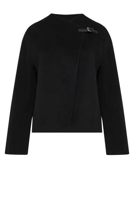 Černá krátká bunda z vlny doubleface
