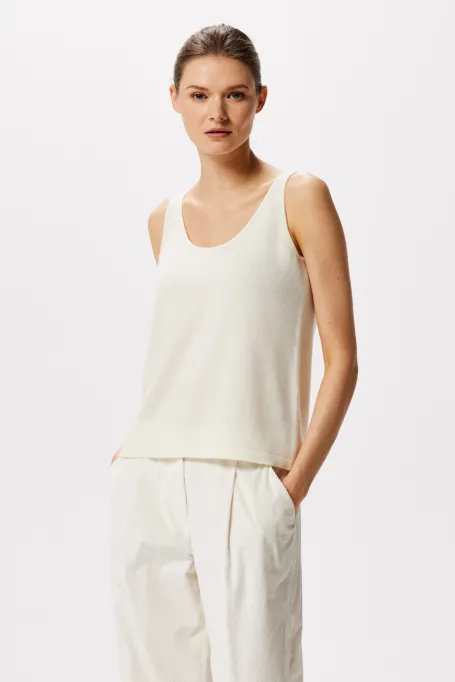 Bílý top s kašmírem a merino vlnou