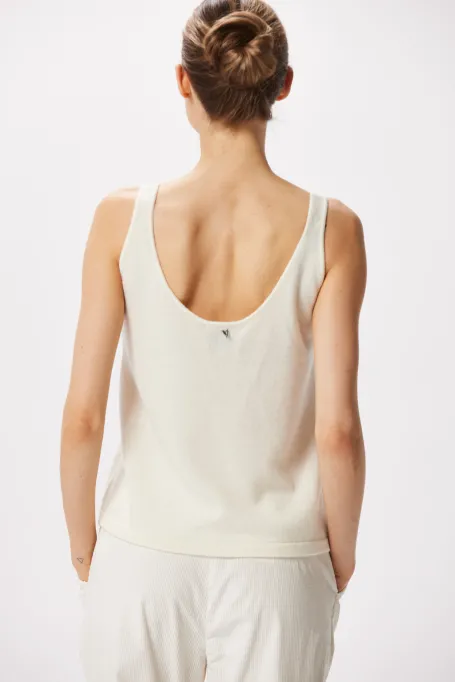 Bílý top s kašmírem a merino vlnou