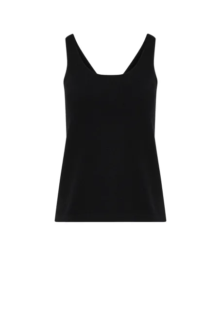 Černý top s kašmírem a merino vlnou