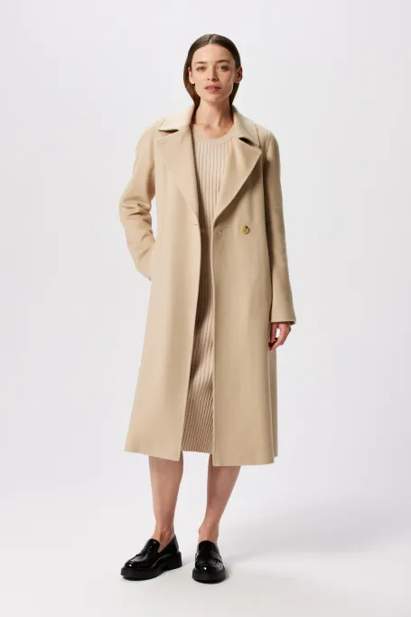 Vlněný kabát midi z velbloudí vlny