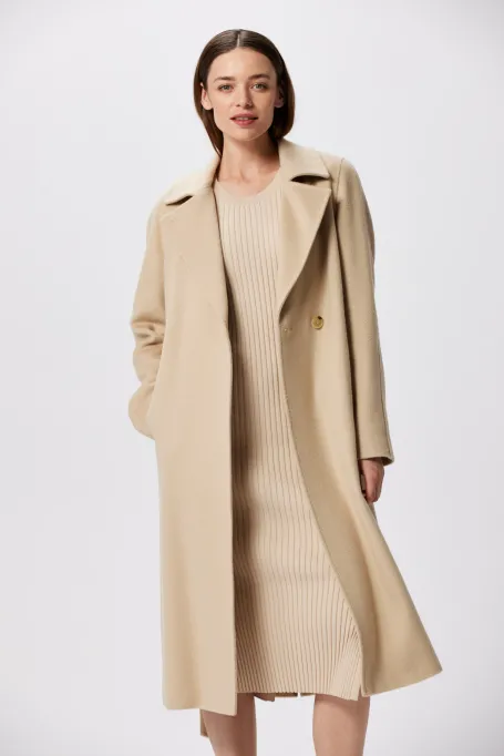 Vlněný kabát midi z velbloudí vlny