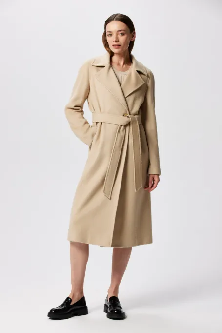 Vlněný kabát midi z velbloudí vlny