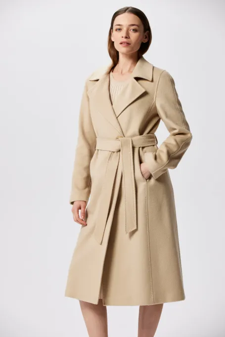 Vlněný kabát midi z velbloudí vlny