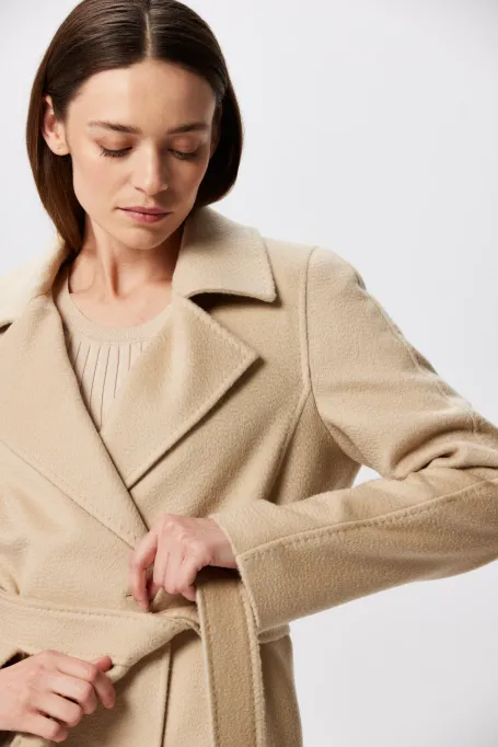 Vlněný kabát midi z velbloudí vlny