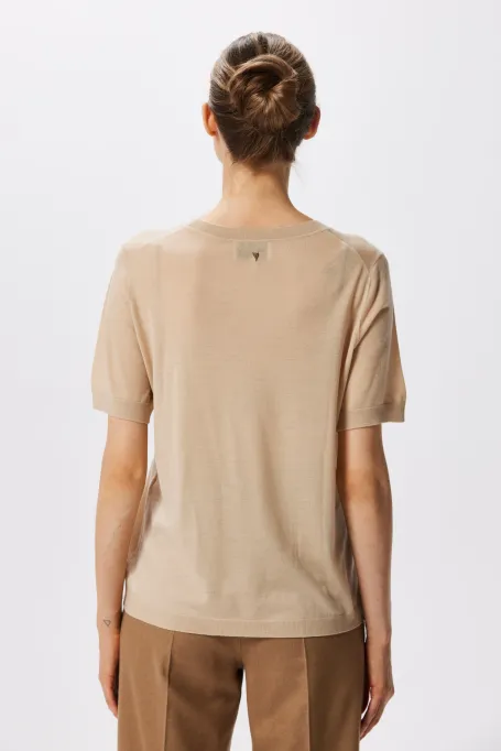 Beige merino svetr